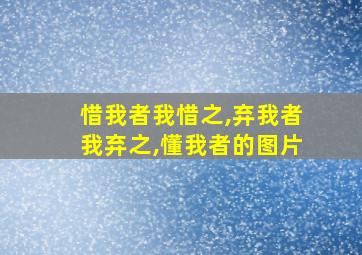 惜我者我惜之,弃我者我弃之,懂我者的图片