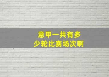 意甲一共有多少轮比赛场次啊