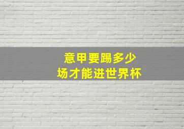 意甲要踢多少场才能进世界杯