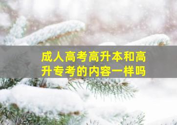 成人高考高升本和高升专考的内容一样吗