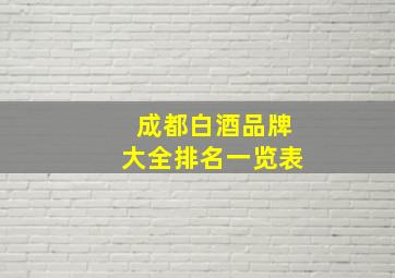 成都白酒品牌大全排名一览表