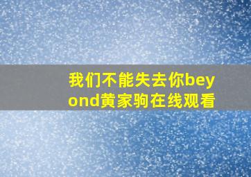 我们不能失去你beyond黄家驹在线观看