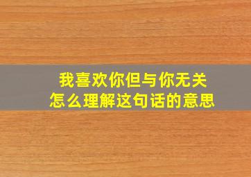 我喜欢你但与你无关怎么理解这句话的意思