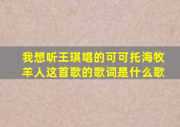 我想听王琪唱的可可托海牧羊人这首歌的歌词是什么歌