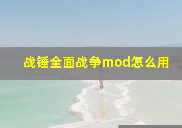 战锤全面战争mod怎么用