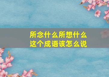 所念什么所想什么这个成语该怎么说