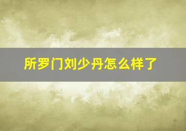 所罗门刘少丹怎么样了