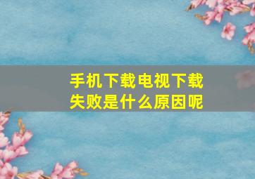 手机下载电视下载失败是什么原因呢