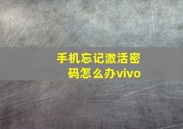 手机忘记激活密码怎么办vivo