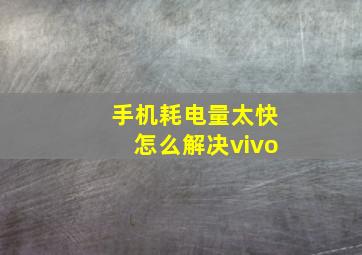 手机耗电量太快怎么解决vivo