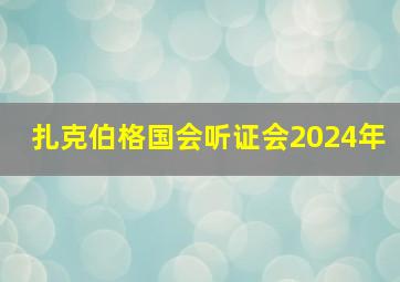 扎克伯格国会听证会2024年