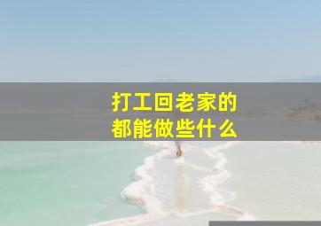 打工回老家的都能做些什么