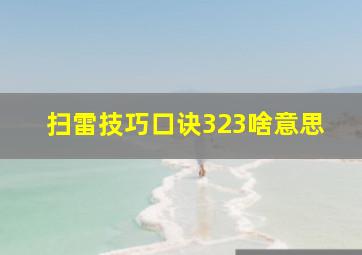 扫雷技巧口诀323啥意思