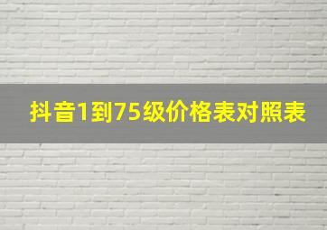 抖音1到75级价格表对照表