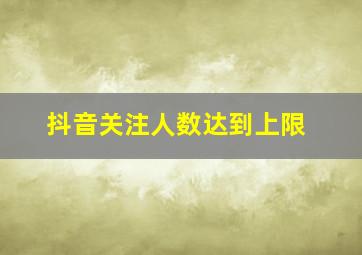 抖音关注人数达到上限