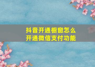 抖音开通橱窗怎么开通微信支付功能