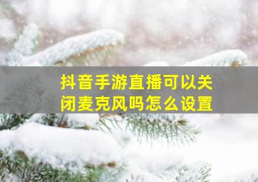 抖音手游直播可以关闭麦克风吗怎么设置