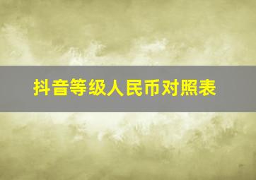 抖音等级人民币对照表