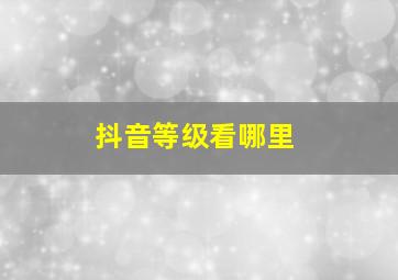 抖音等级看哪里