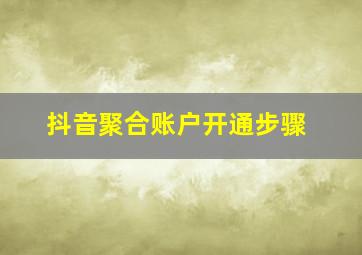 抖音聚合账户开通步骤