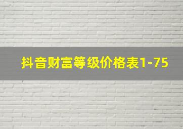 抖音财富等级价格表1-75