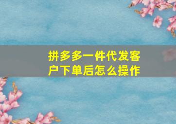 拼多多一件代发客户下单后怎么操作