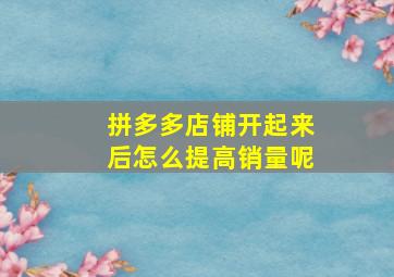 拼多多店铺开起来后怎么提高销量呢