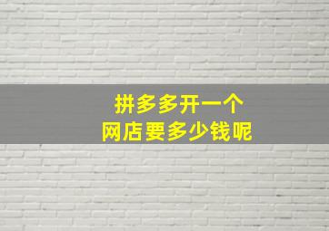 拼多多开一个网店要多少钱呢