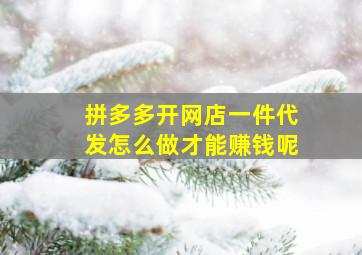 拼多多开网店一件代发怎么做才能赚钱呢