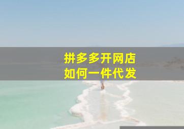 拼多多开网店如何一件代发