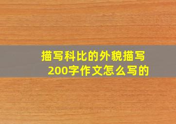 描写科比的外貌描写200字作文怎么写的