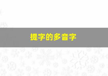 提字的多音字