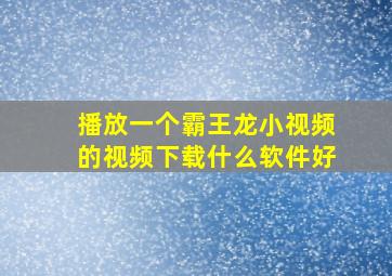 播放一个霸王龙小视频的视频下载什么软件好