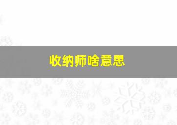 收纳师啥意思