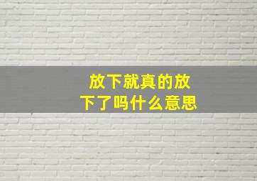 放下就真的放下了吗什么意思