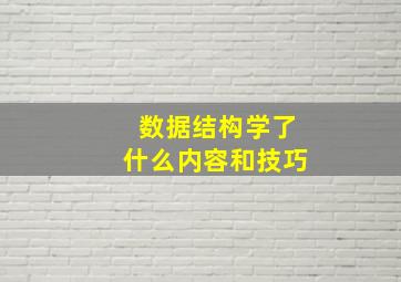 数据结构学了什么内容和技巧