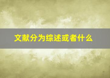 文献分为综述或者什么