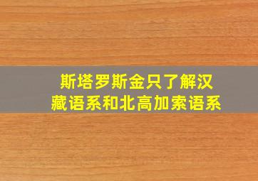 斯塔罗斯金只了解汉藏语系和北高加索语系