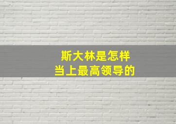 斯大林是怎样当上最高领导的