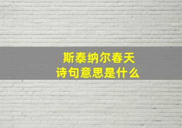 斯泰纳尔春天诗句意思是什么