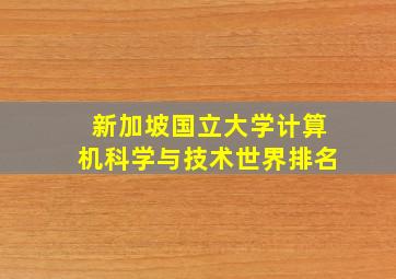 新加坡国立大学计算机科学与技术世界排名