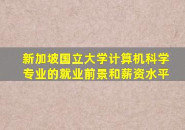 新加坡国立大学计算机科学专业的就业前景和薪资水平