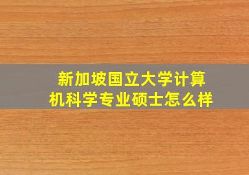 新加坡国立大学计算机科学专业硕士怎么样