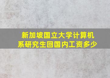 新加坡国立大学计算机系研究生回国内工资多少