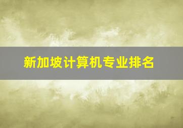 新加坡计算机专业排名