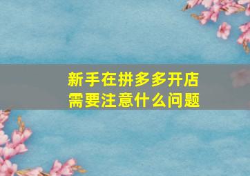 新手在拼多多开店需要注意什么问题