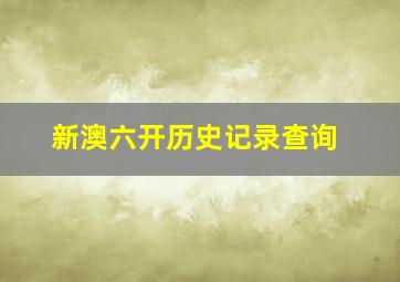 新澳六开历史记录查询