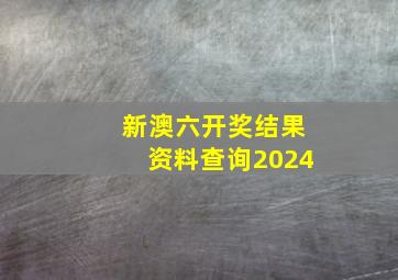 新澳六开奖结果资料查询2024