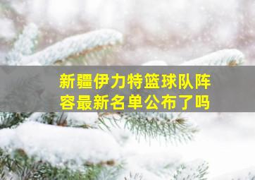 新疆伊力特篮球队阵容最新名单公布了吗