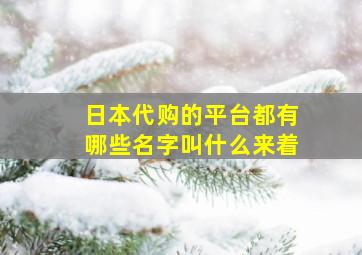 日本代购的平台都有哪些名字叫什么来着